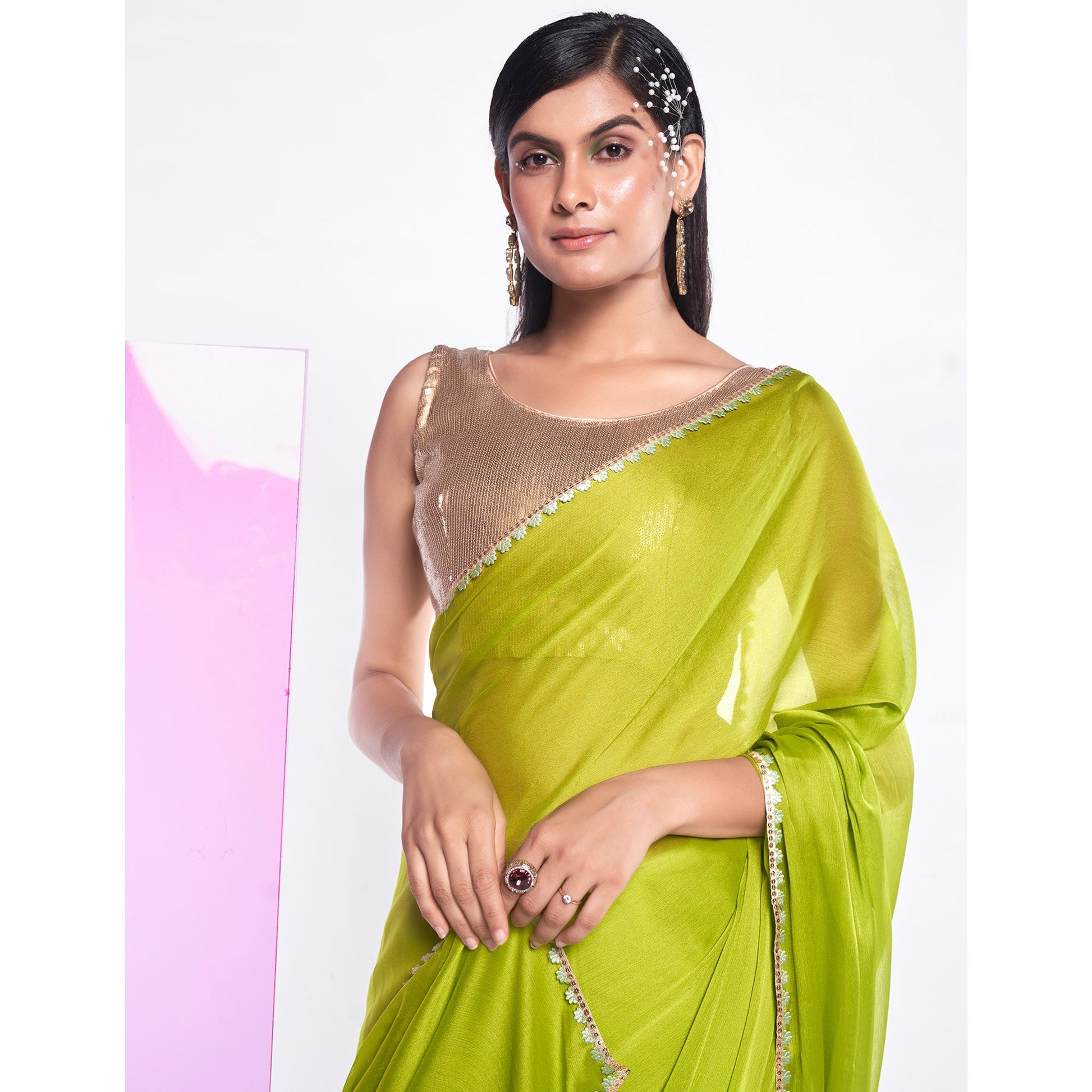 green-solid-with-embroidered-border-georgette-saree