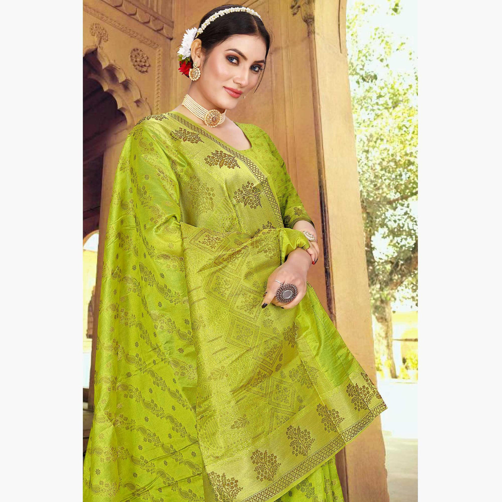 green-floral-woven-organza-saree-1