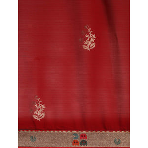 Maroon Foil Printed With Swarovski Zomato Silk Saree