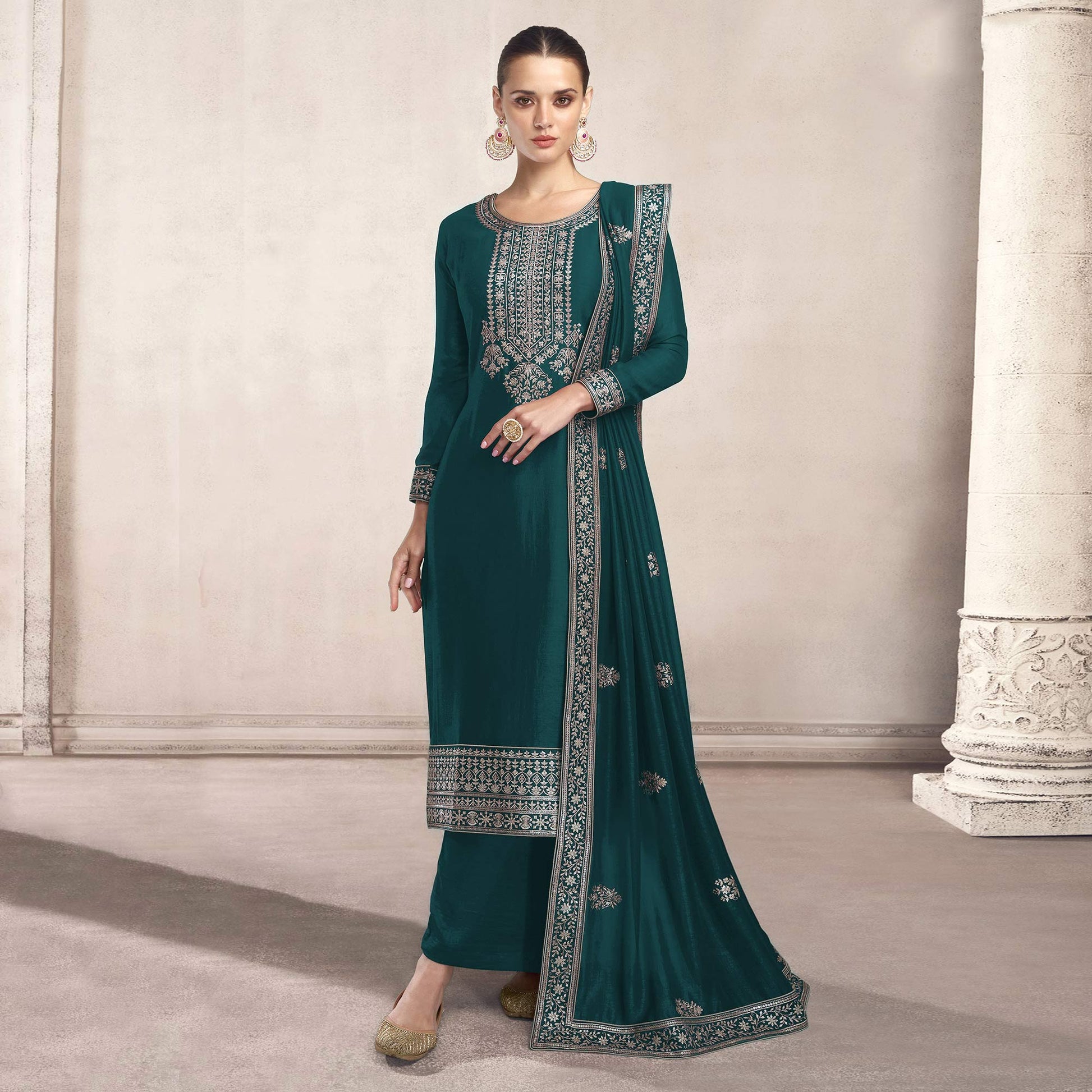 green-embroidered-dola-silk-salwar-suit
