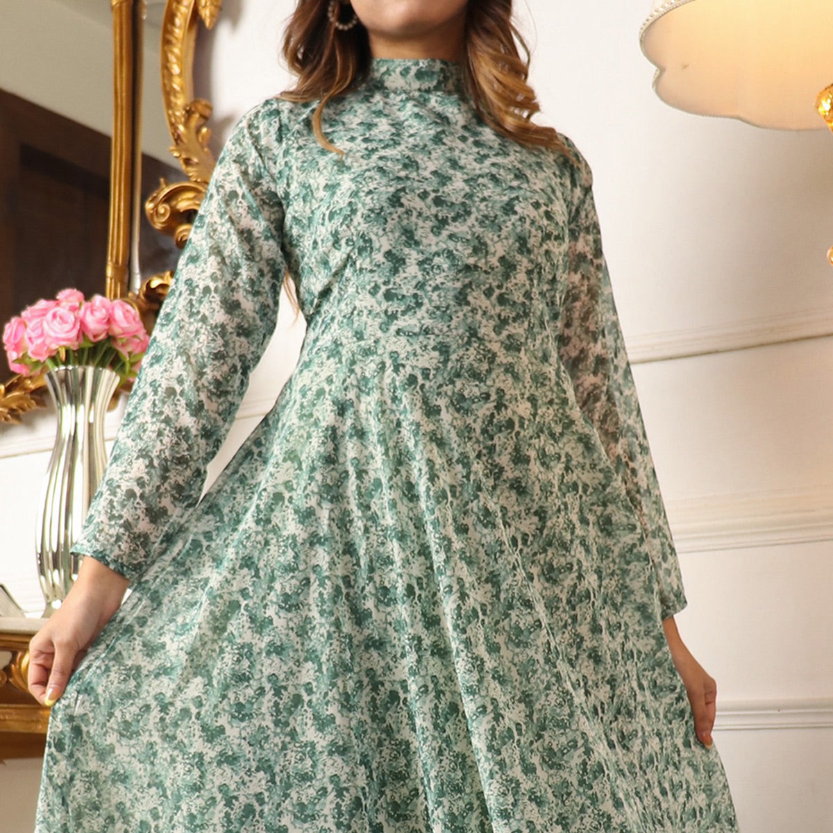 green-printed-georgette-gown