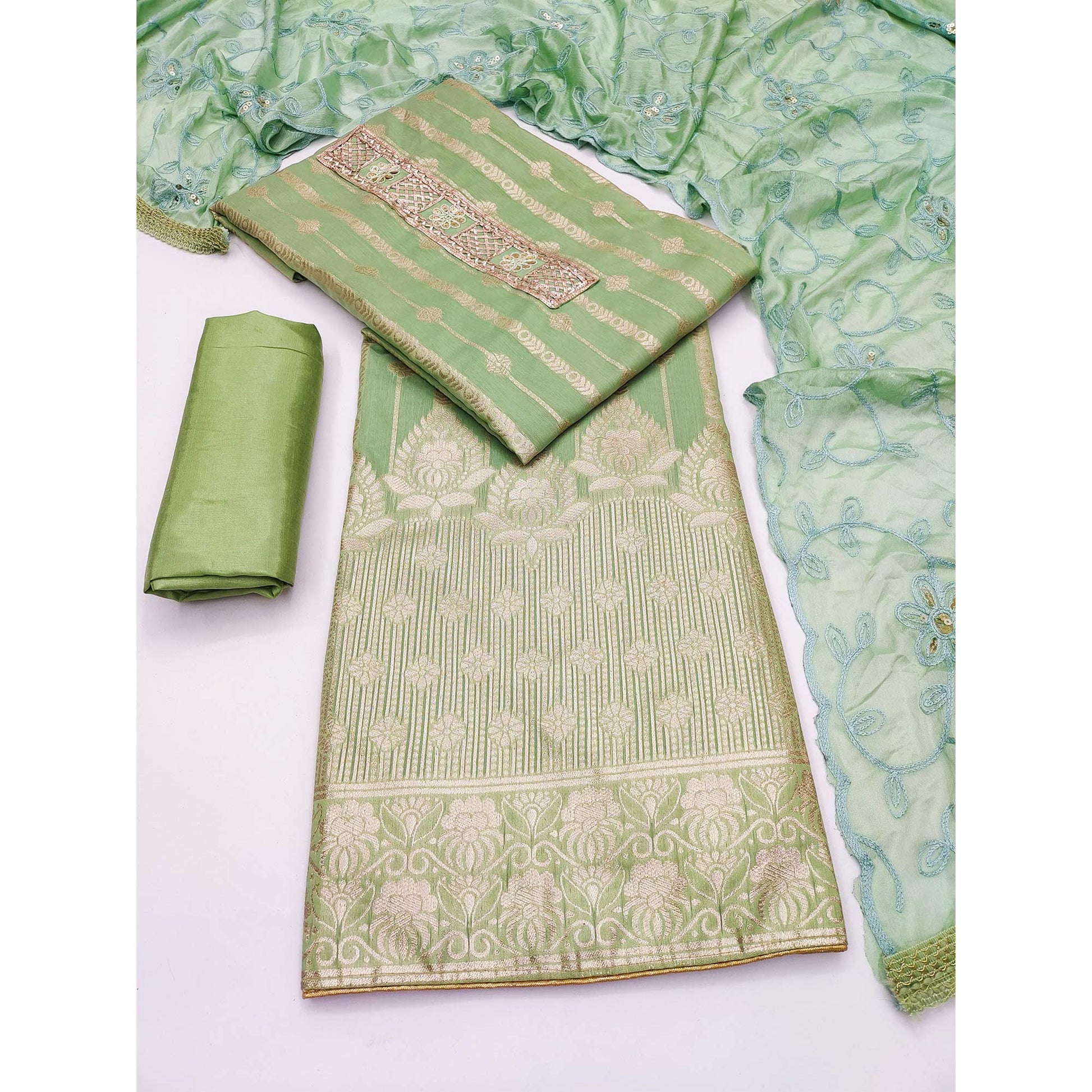 green-woven-banarasi-silk-dress-material-3