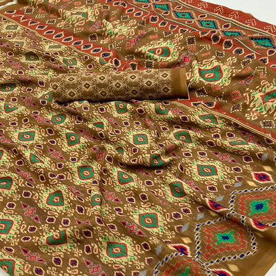Brown Digital Printed Georgette Saree