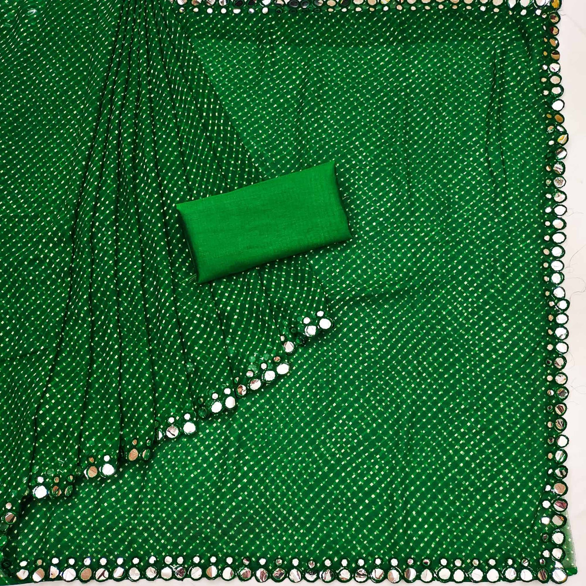green-bandhani-printed-georgette-saree