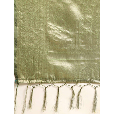 green-woven-organza-silk-saree-with-tassels-1