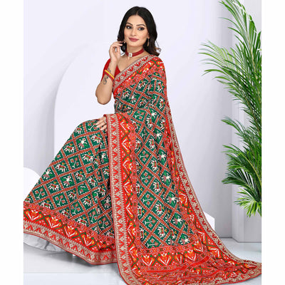 green-red-digital-printed-with-sequins-vichitra-silk-saree