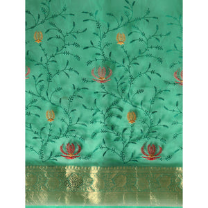 green-floral-embroidered-organza-saree-3