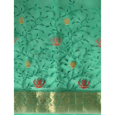 green-floral-embroidered-organza-saree-3
