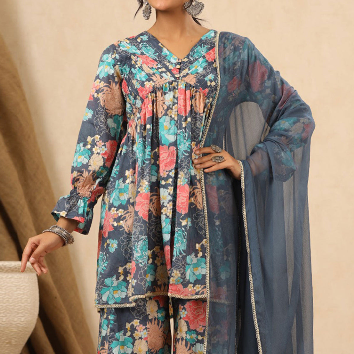 blue-floral-printed-muslin-sharara-suit-1