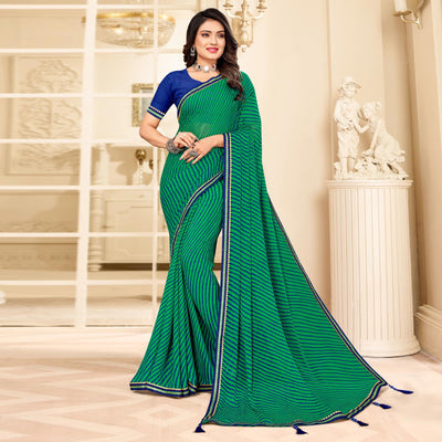 green-digital-striped-printed-chiffon-saree-with-tassels-1