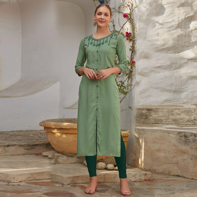 green-floral-embroidered-poly-cotton-kurti