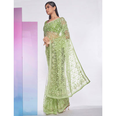 green-floral-embroidered-net-saree