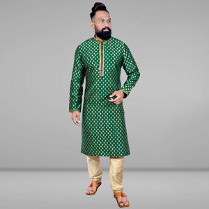 green-woven-jacquard-kurta-pyjama-set-1