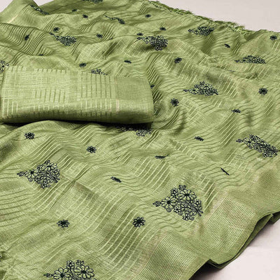 green-floral-embroidered-art-silk-saree