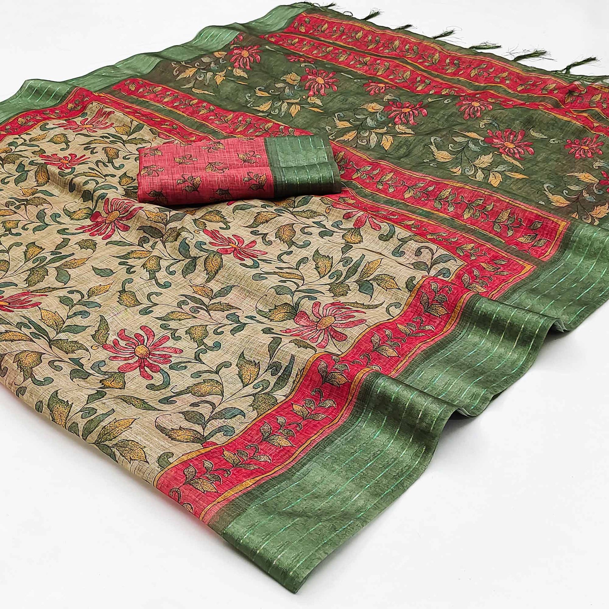 green-floral-digital-printed-poly-cotton-saree-1