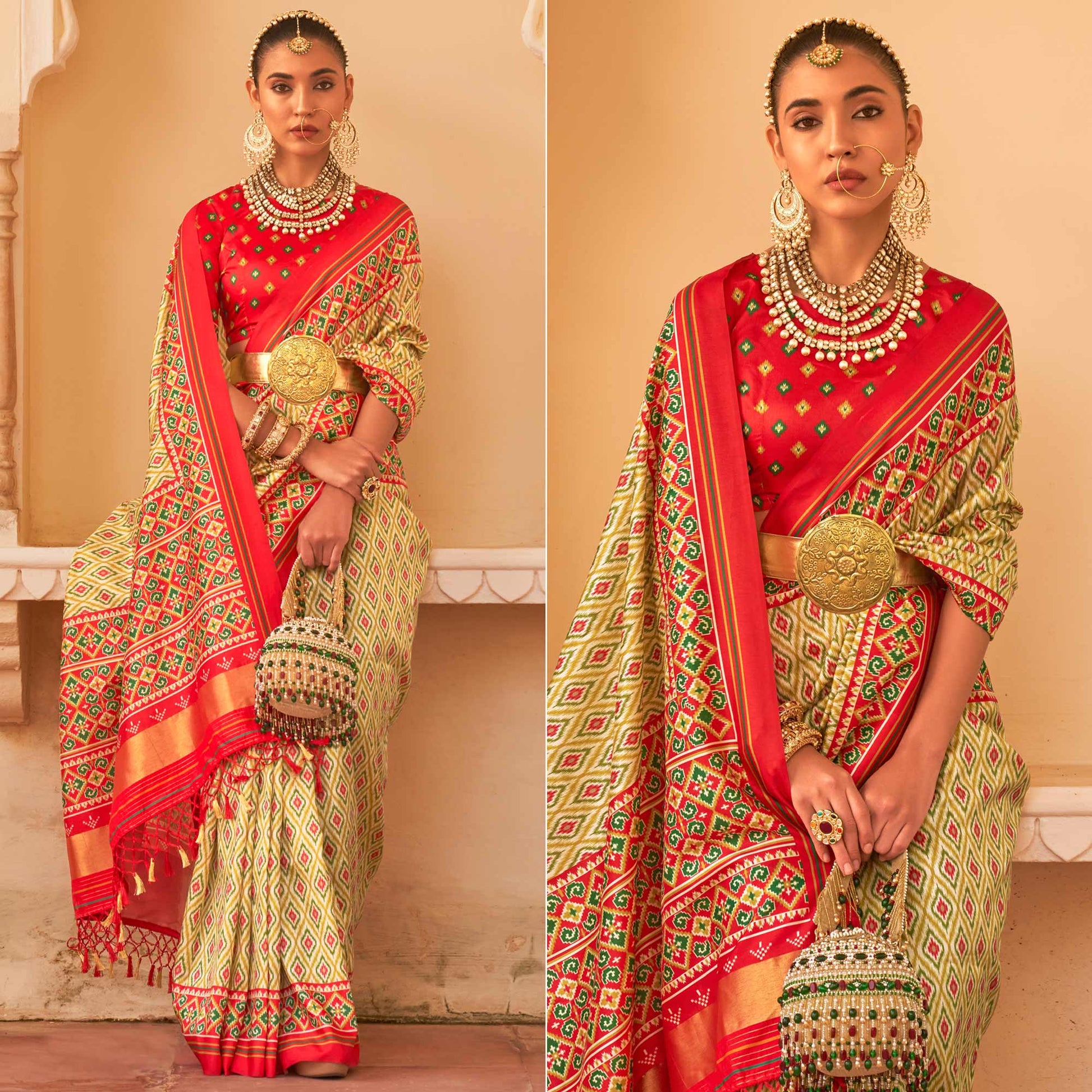 d-green-printed-tussar-silk-saree-with-tassels
