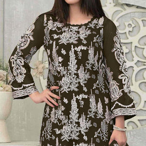 Mahendi Green Floral Embroidered Georgette Pakistani Suit