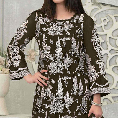 Mahendi Green Floral Embroidered Georgette Pakistani Suit