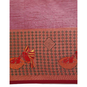 Maroon Embroidered With Swarovski Work Viscose Saree