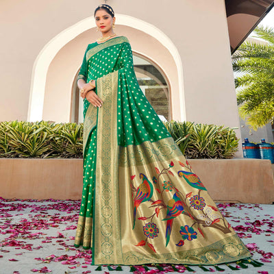 a-green-woven-art-silk-paithani-saree