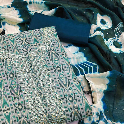 green-ikkat-printed-modal-dress-material