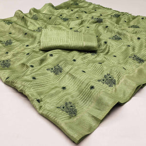 green-floral-embroidered-art-silk-saree