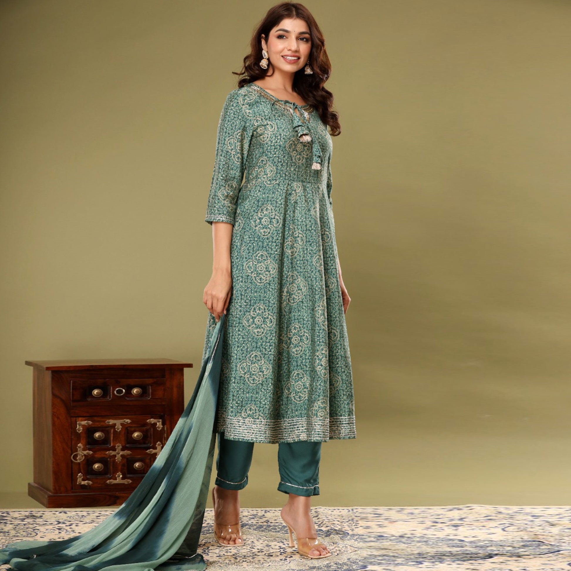 green-printed-with-gota-patti-work-muslin-anarkali-suit-1