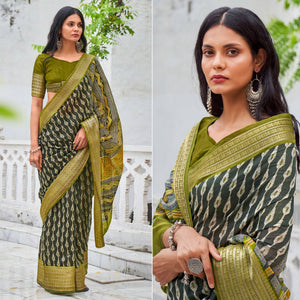 green-printed-with-woven-border-raw-silk
