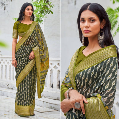 green-printed-with-woven-border-raw-silk