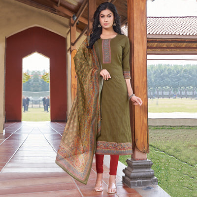 8-green-embroidered-rayon-kurti-with-dupatta