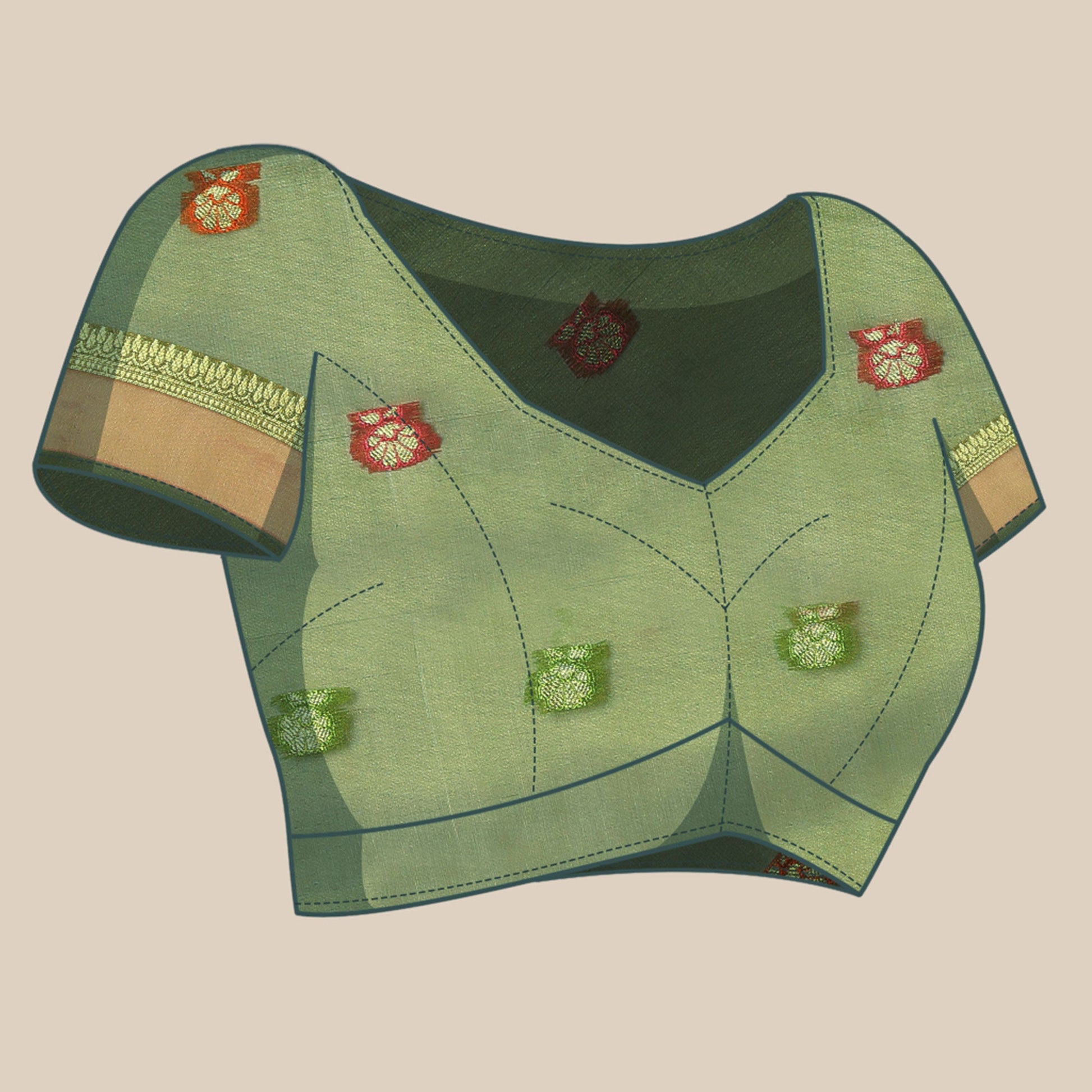 Mehendi Woven Organza Saree