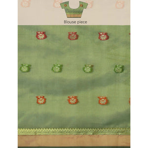 Mehendi Woven Organza Saree