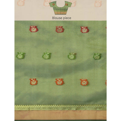 Mehendi Woven Organza Saree