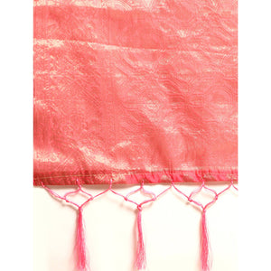 Gajari Pink Woven Organza Silk Saree With Tassels
