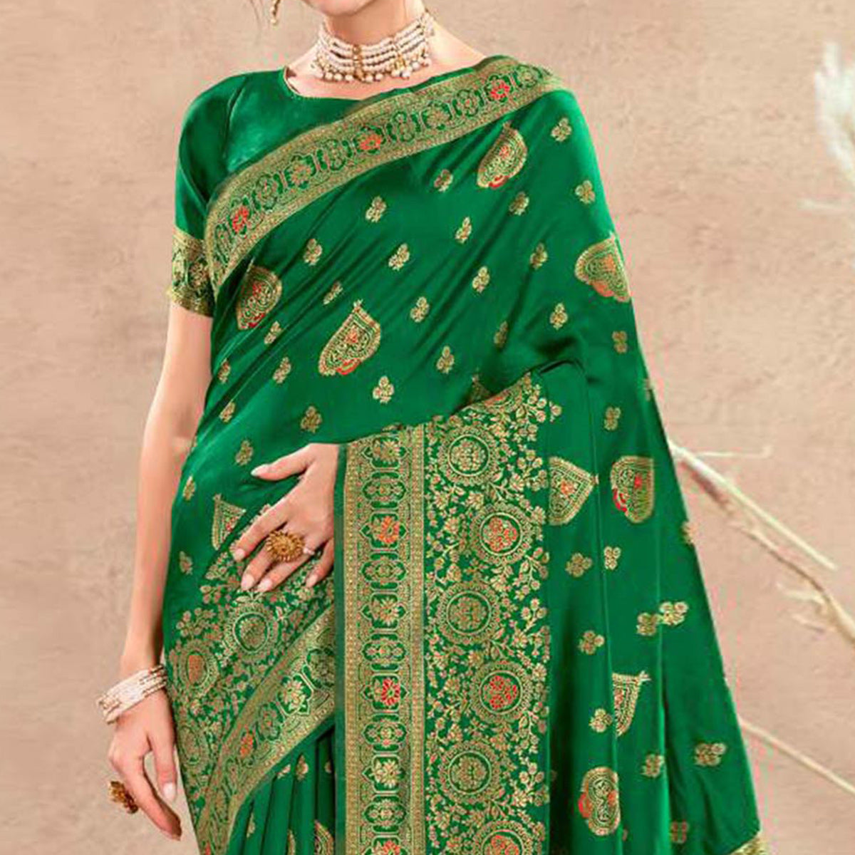 k-green-floral-woven-art-silk-saree