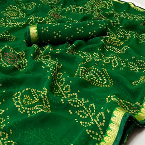 green-bandhani-printed-georgette-saree-with-designer-border
