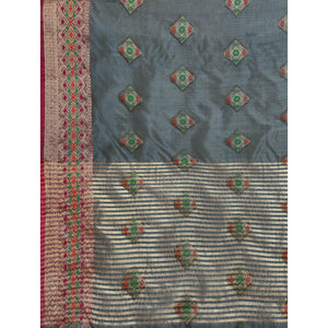 Grey Woven Organza Saree