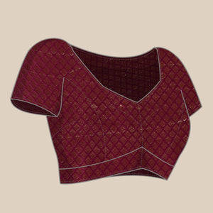 Maroon Foil Printed With Swarovski Vichitra Silk Saree