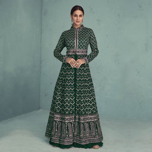 green-floral-embroidered-georgette-front-slit-suit