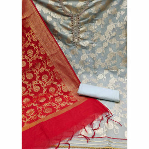 grey-floral-woven-with-handwork-banarasi-silk-dress-material