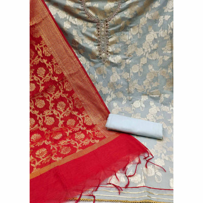 grey-floral-woven-with-handwork-banarasi-silk-dress-material