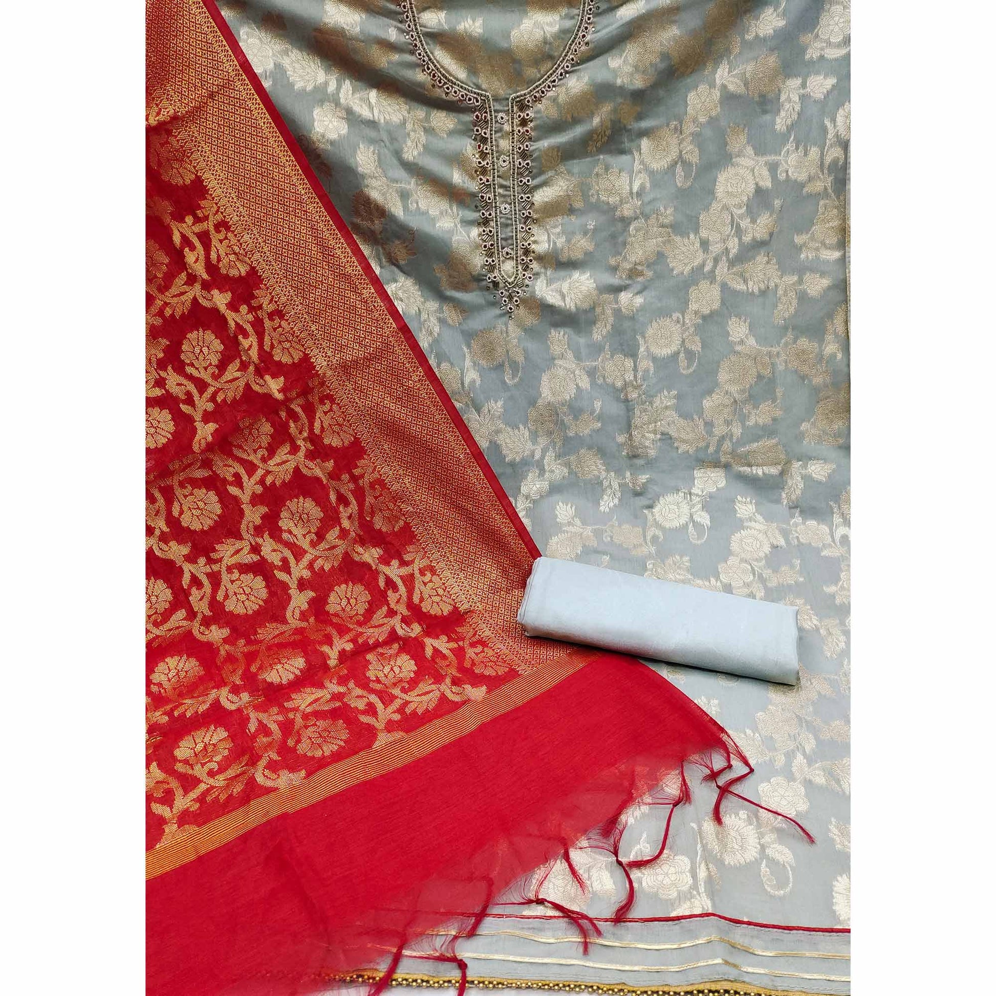 grey-floral-woven-with-handwork-banarasi-silk-dress-material