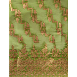Mehendi Green Floral Woven Organza Silk Saree With Tassels