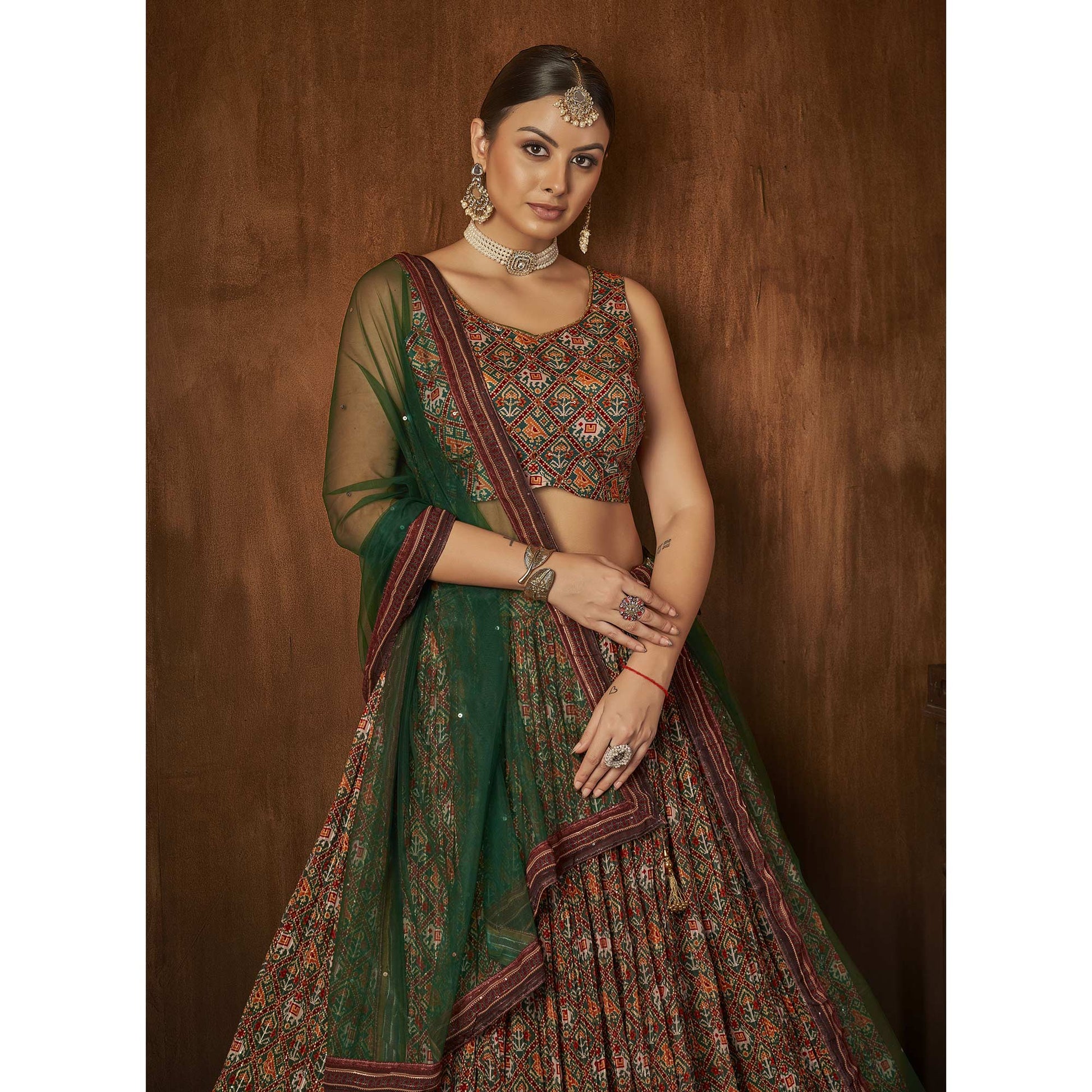 green-printed-with-sequins-work-georgette-lehenga-choli