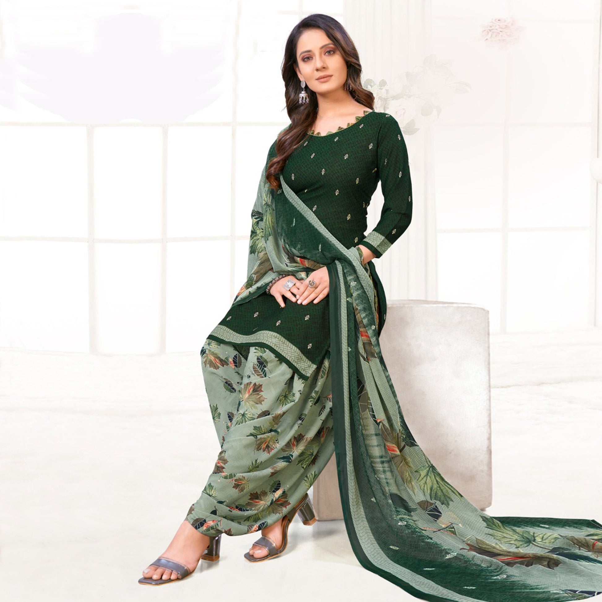 green-printed-crepe-patiala-dress-material