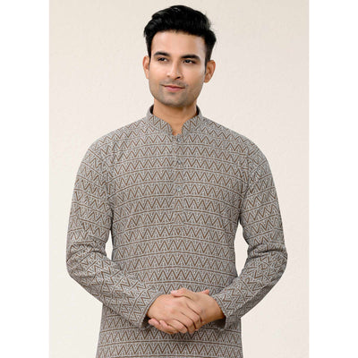 Brown Lucknowi Embroidered Georgette Kurta Pyjama Set