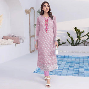 Light Pink Floral Embroidered Georgette Semi Stitched Suit