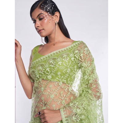 green-floral-embroidered-net-saree