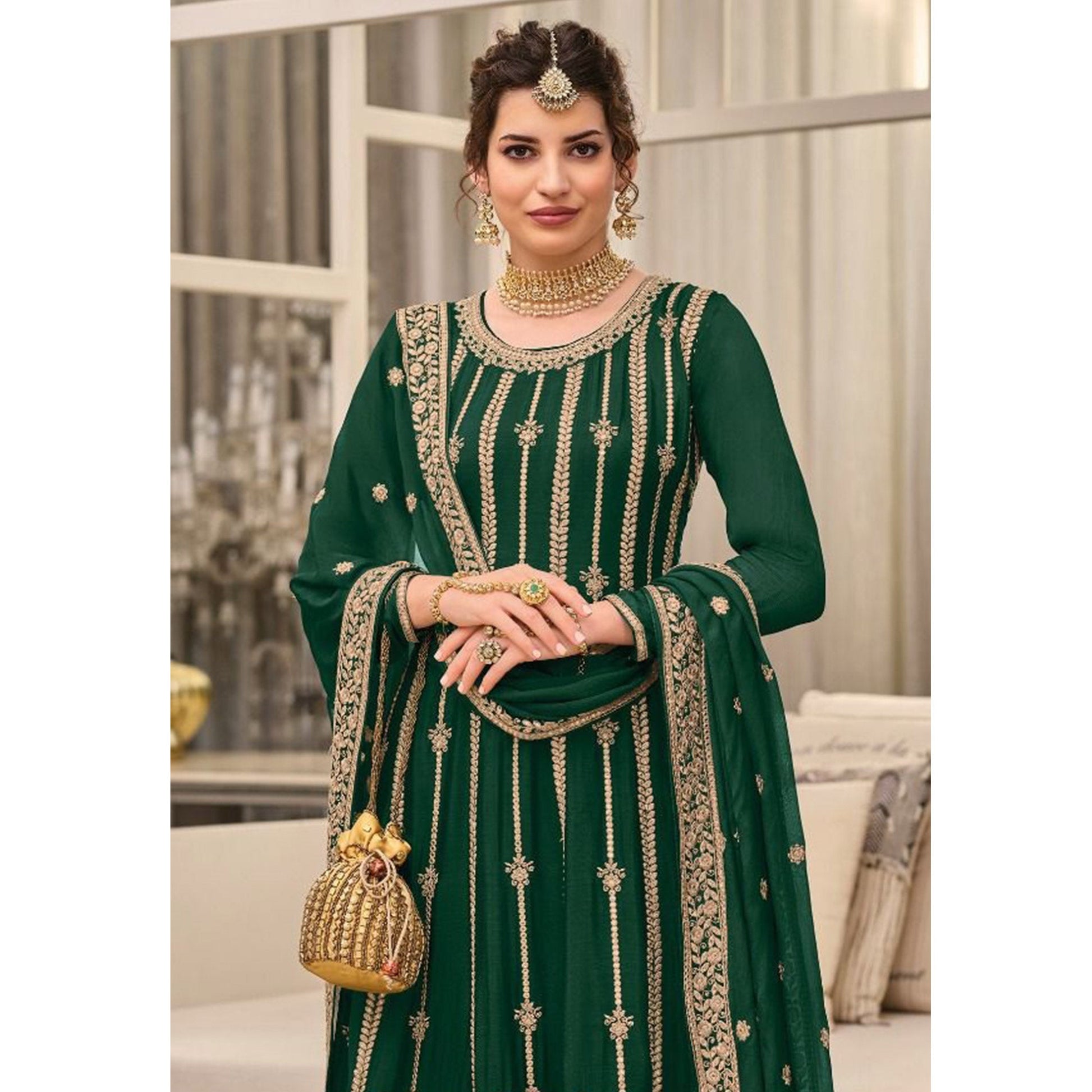 green-floral-embroidered-georgette-sharara-suit