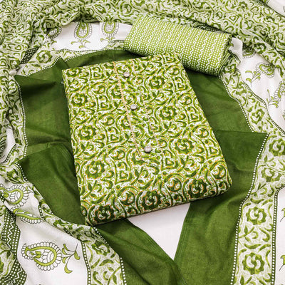 green-floral-printed-cotton-dress-material